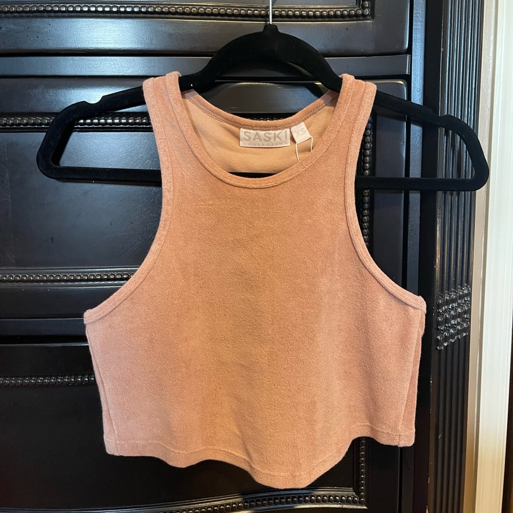 NWT SASKI Towel material collection crop top Size: XS. Color biscuit.